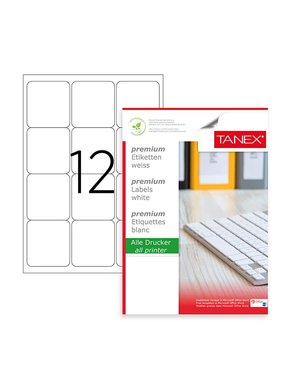 TW-2012 Beyaz Laser Etiket 63.5x72 mm 100 Adet-1