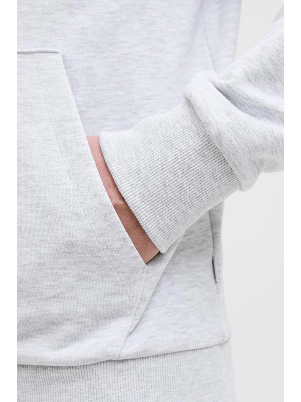 Gri Essentials Jjebryan Logolu %100 Pamuk Relaxed Fit Kapüşonlu Sweat 12268128-3