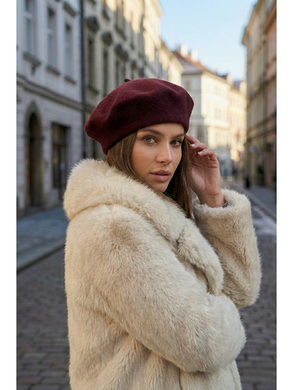 Kadın Bordo Ressam Bere Şapka Bere1101-3