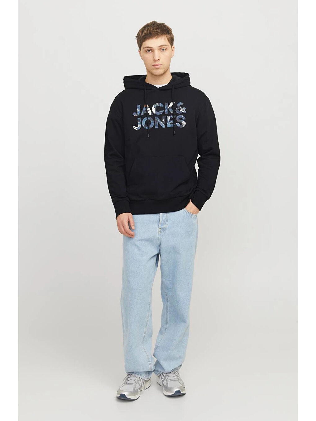 Siyah Essentials Jjebryan Logolu %100 Pamuk Relaxed Fit Kapüşonlu Sweat 12268128-1