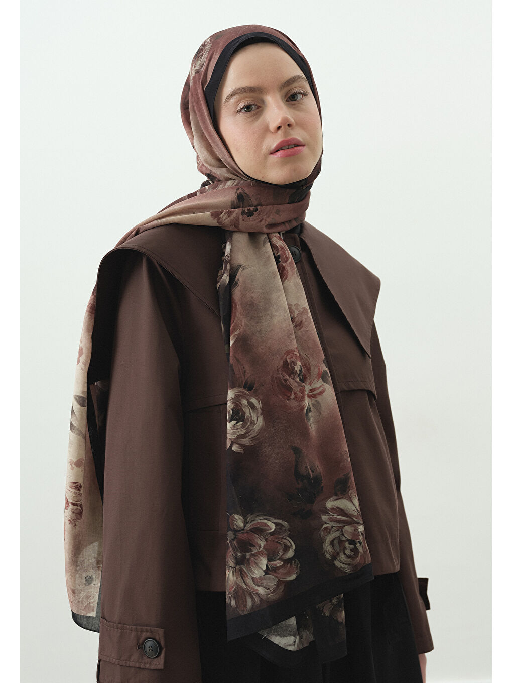 Siyah MARIELLE DESENLİ PAMUK VİSKON ŞAL SİYAH