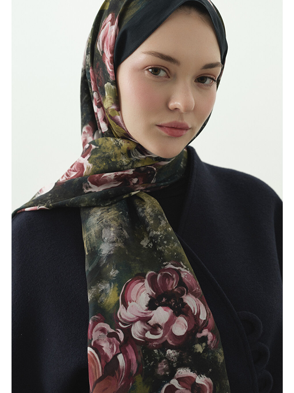 Yeşil MADELEINE DESENLİ PAMUK VİSKON ŞAL DERİN YEŞİL-3