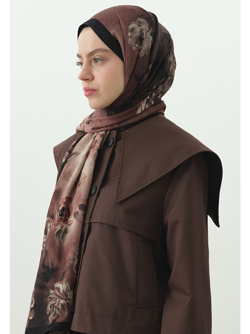 Siyah MARIELLE DESENLİ PAMUK VİSKON ŞAL SİYAH-2