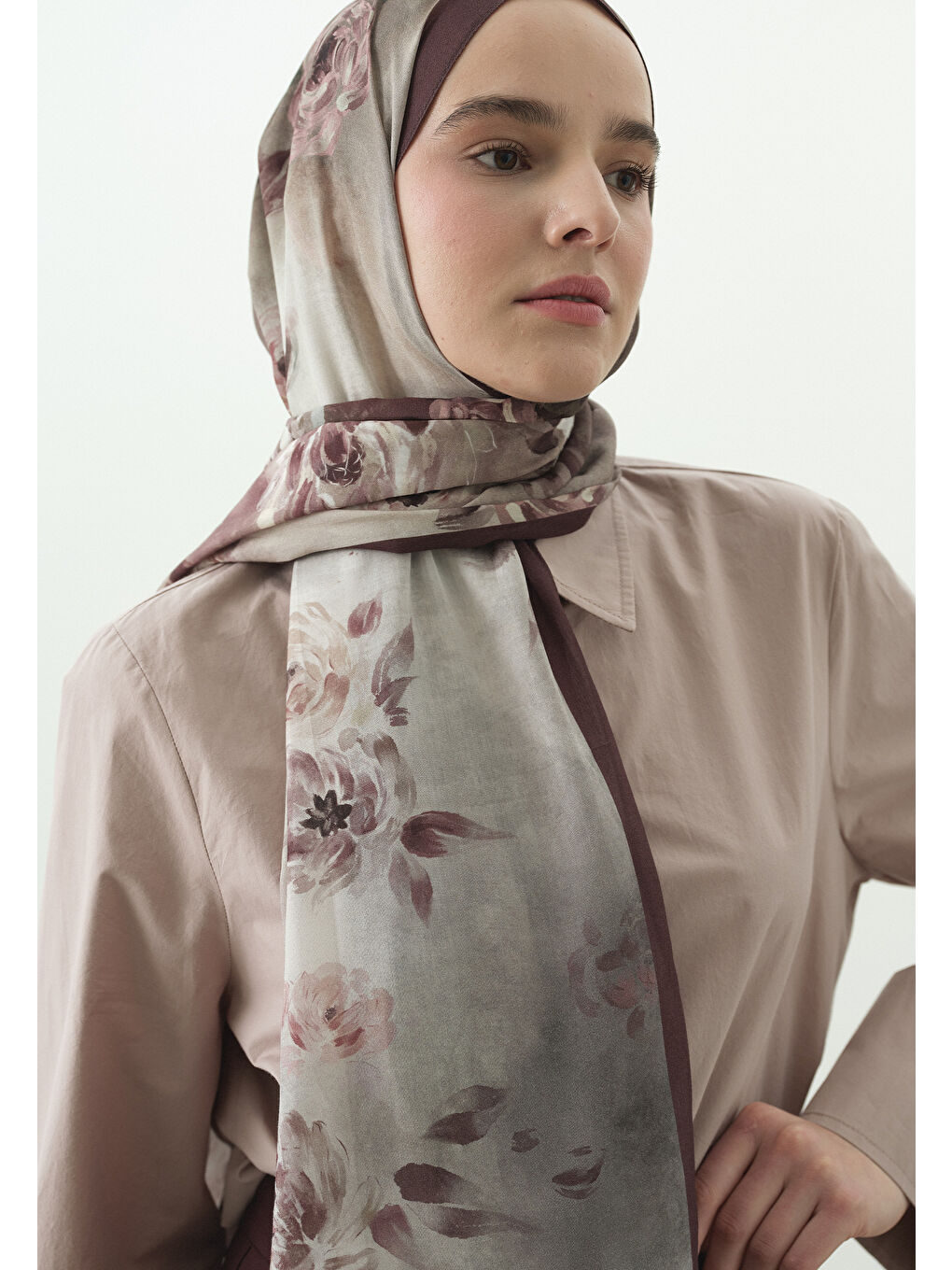 Pembe MARIELLE DESENLİ PAMUK VİSKON ŞAL GÜLKURUSU-3