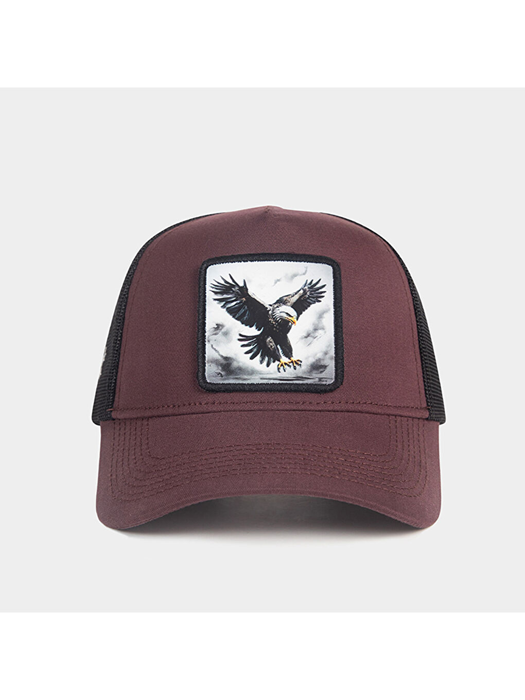 BlackBörk Kahverengi V1 Trucker Kartal - 6 Kod Logolu Unisex Kahve - Siyah Fileli Şapka (Cap)