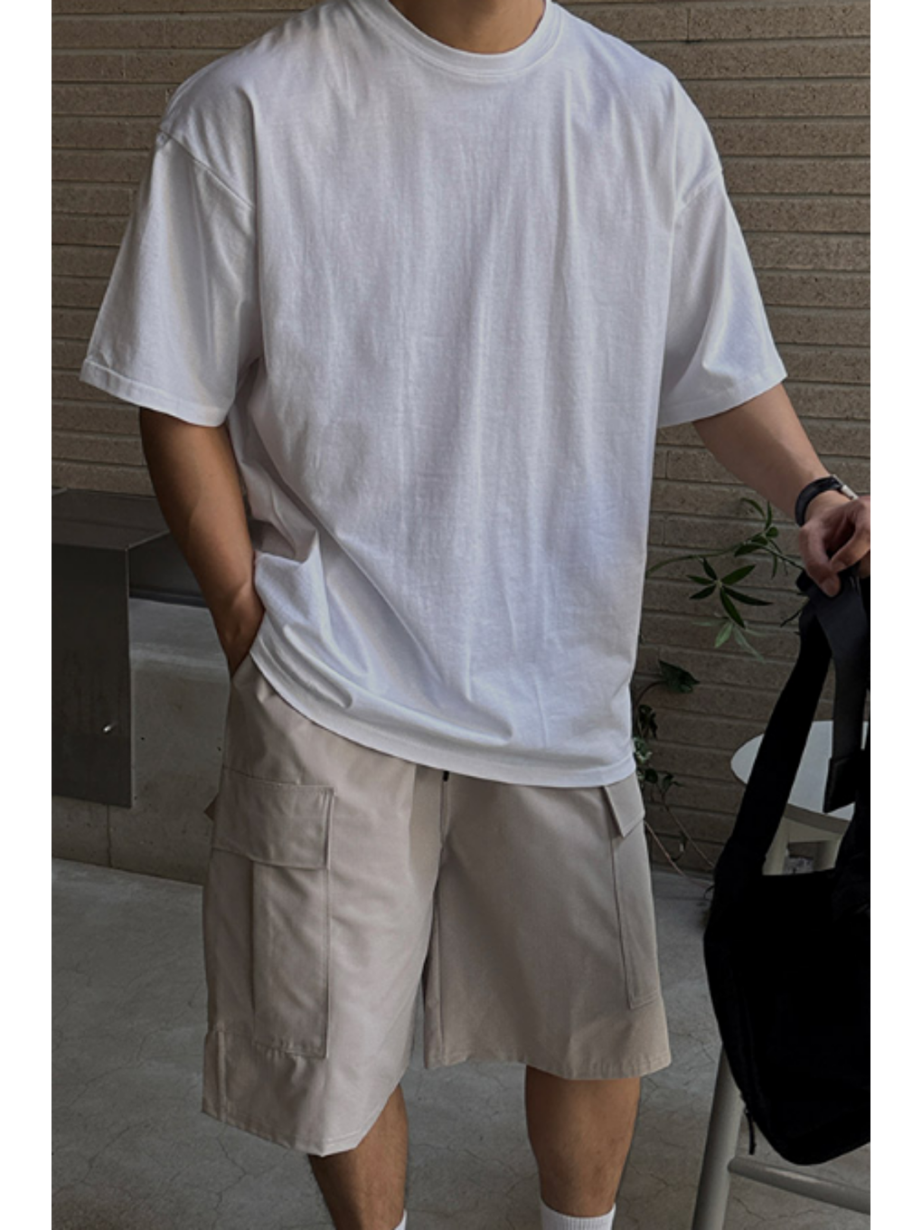 Erkek %100 Pamuklu Kalın Dokulu Oversize Bisiklet Yakalı Beyaz T-shirt