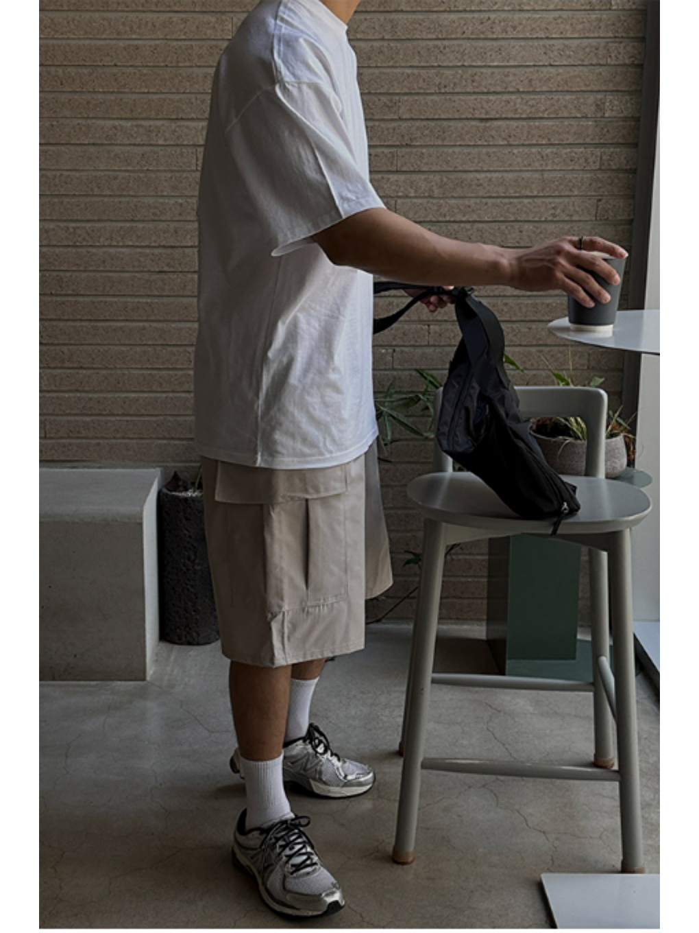 Erkek %100 Pamuklu Kalın Dokulu Oversize Bisiklet Yakalı Beyaz T-shirt-7