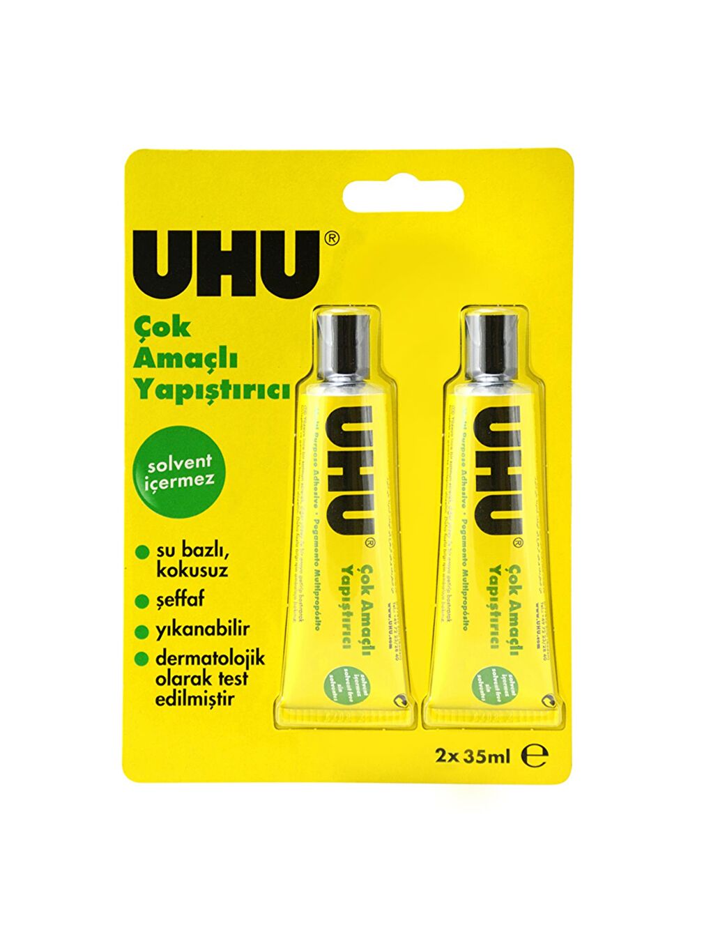 Solventsiz Çok Amaçlı Sıvı Yapıştırıcı 35 ml 2 li Blister (UHU38070-B2)