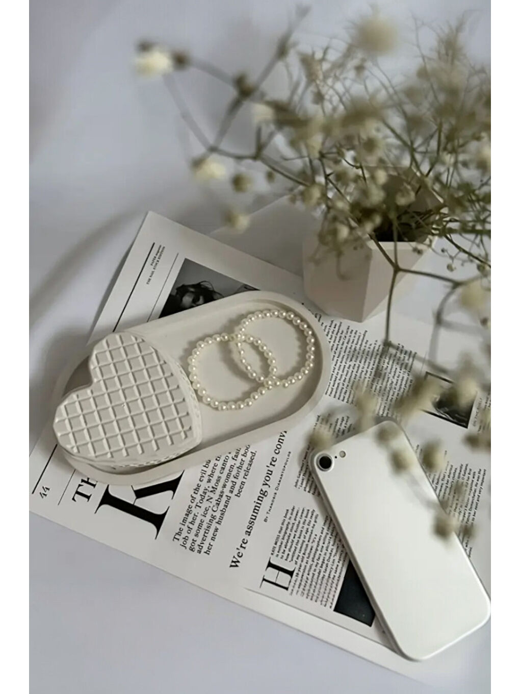 Beyaz Sevgililer Günü Hediye Fikri Kalp Şekilli Geometrik Kase Mum-2