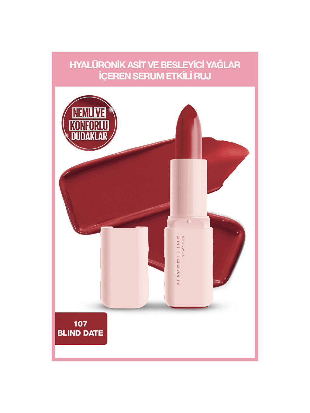 Serum Etkili Hyalüronik Asit ve Besleyici Yağ İçeren Ruj - 107 Blind Date-7