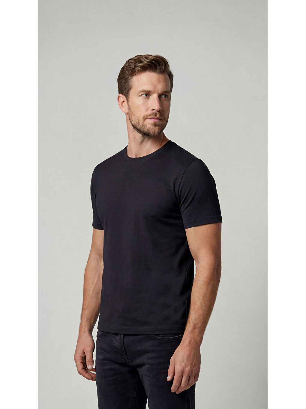 Premium %100 Organik Pamuk 3'li Beyaz - Siyah - Lacivert Basic Slimfit Erkek Tişört-3