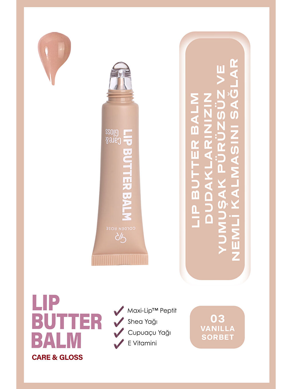Lip Butter Balm No: 03 Vanilla Sorbet - Nemlendirici ve Parlatıcı Dudak Balmı