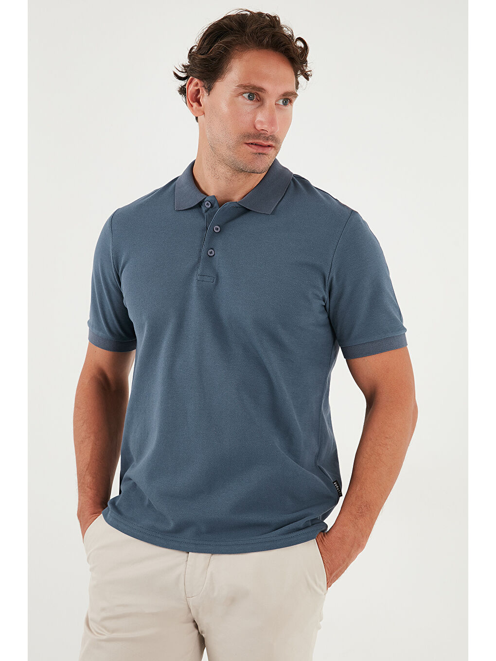 Petrol %100 Pamuk Regular Fit Düğmeli Erkek Polo Yaka Tişört 5902127-3