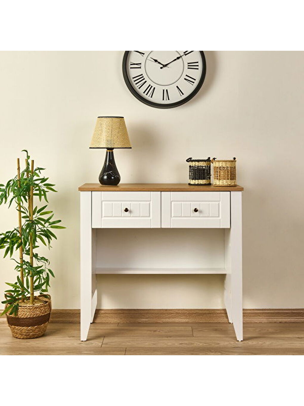 Mona Dresuar - Beyaz / Sepet - 83x38x90 cm