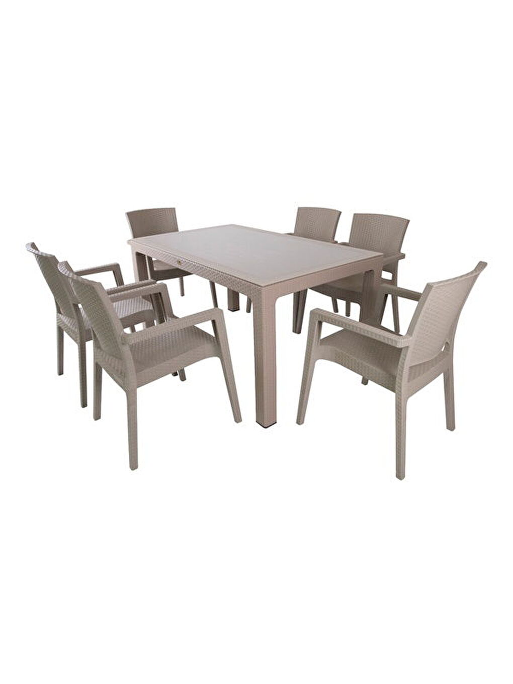 Kahverengi Zeus 6 Kişilik Camlı Masa Takımı - Cappuccino - 90x150 cm-2