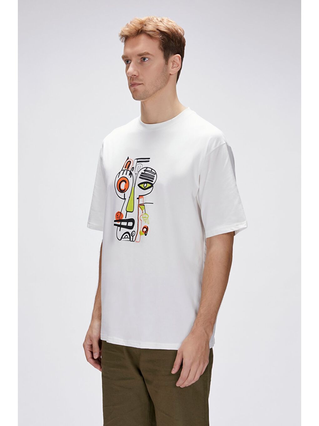 Collis Beyaz Erkek Baskılı Tişört-1