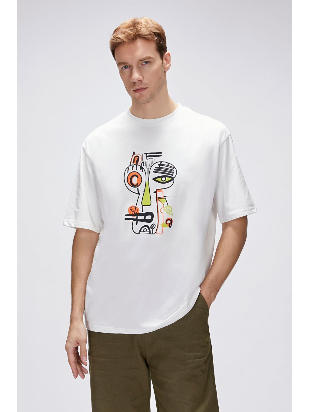 Collis Beyaz Erkek Baskılı Tişört-3