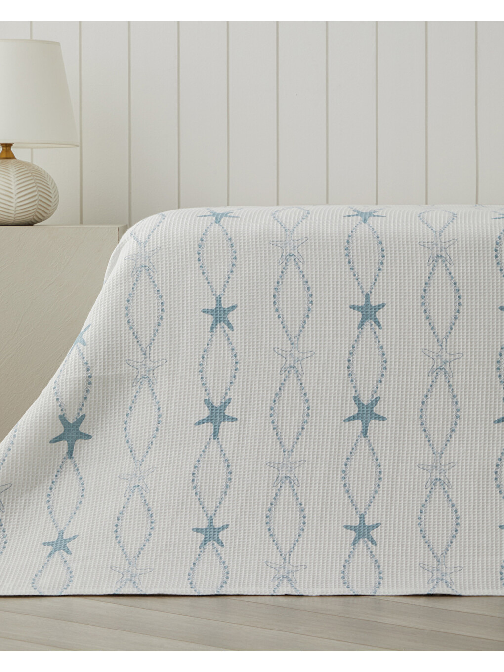 Starfish Çift Kişilik Pike 200x220 Cm Mavi-1