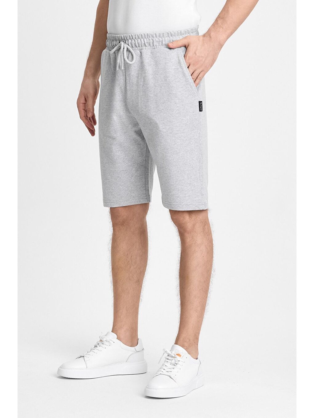 Gri Erkek  Şort - Yan Cepli Beli Lastikli Regular Fit-1