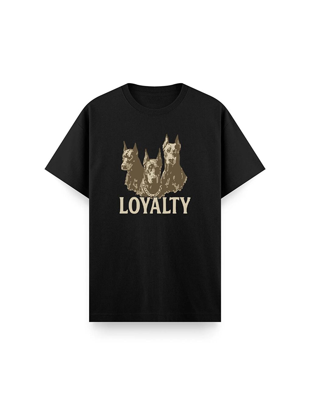 Siyah Loyalty Ön Baskılı Bisiklet Yaka Unisex Tshirt