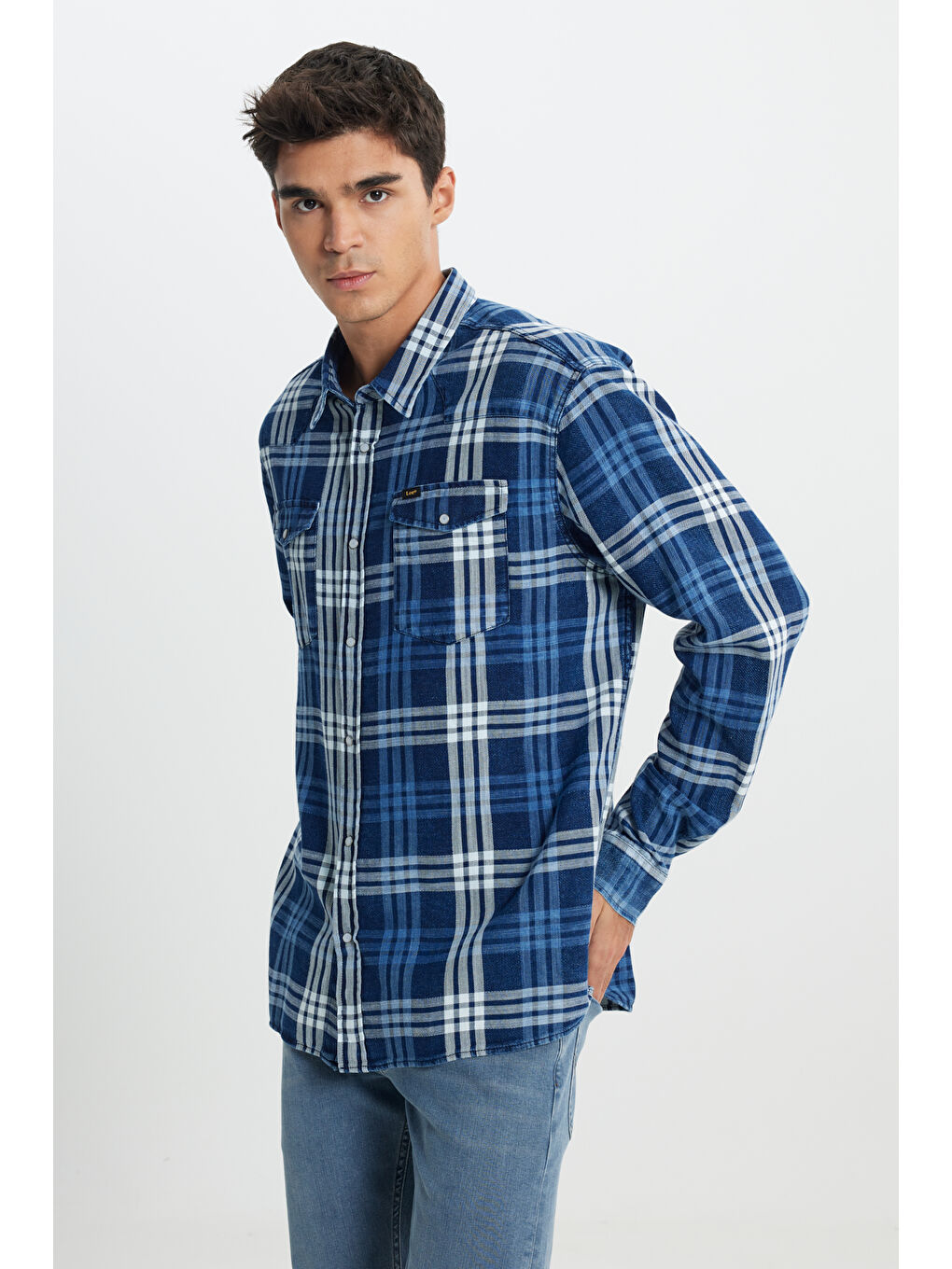 İndigo Loose Fit Rahat Kesim Lacivert Gömlek-1