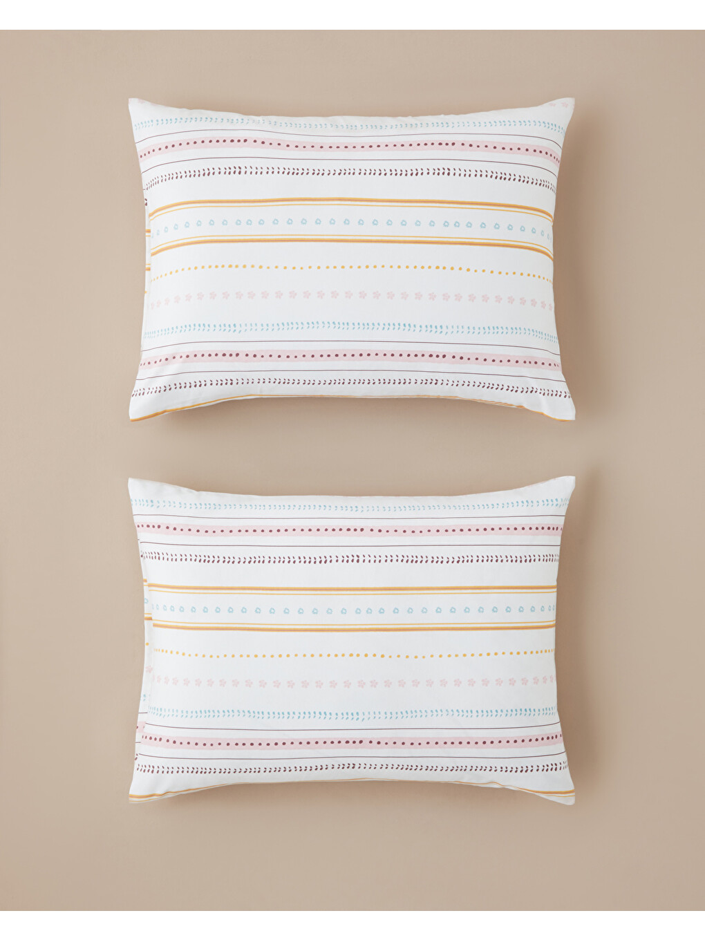 Sweet Stripes Kolay Ütülenir 2'li Yastık Kılıfı 50x70 Cm Pembe