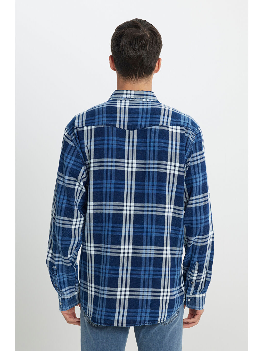 İndigo Loose Fit Rahat Kesim Lacivert Gömlek-4