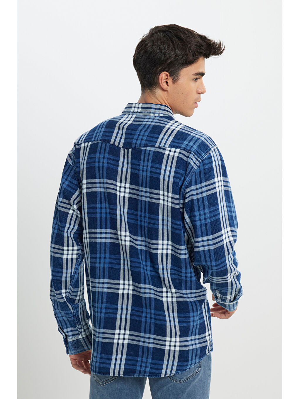 İndigo Loose Fit Rahat Kesim Lacivert Gömlek-5