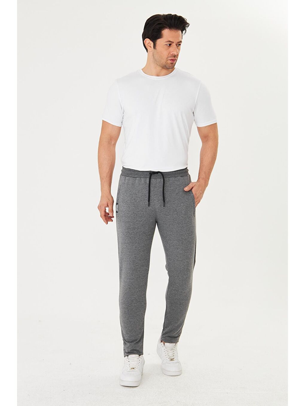 Erkek Pamuklu Fermuarlı Cepli Eşofman Altı Antrasit M. 5431-A-1