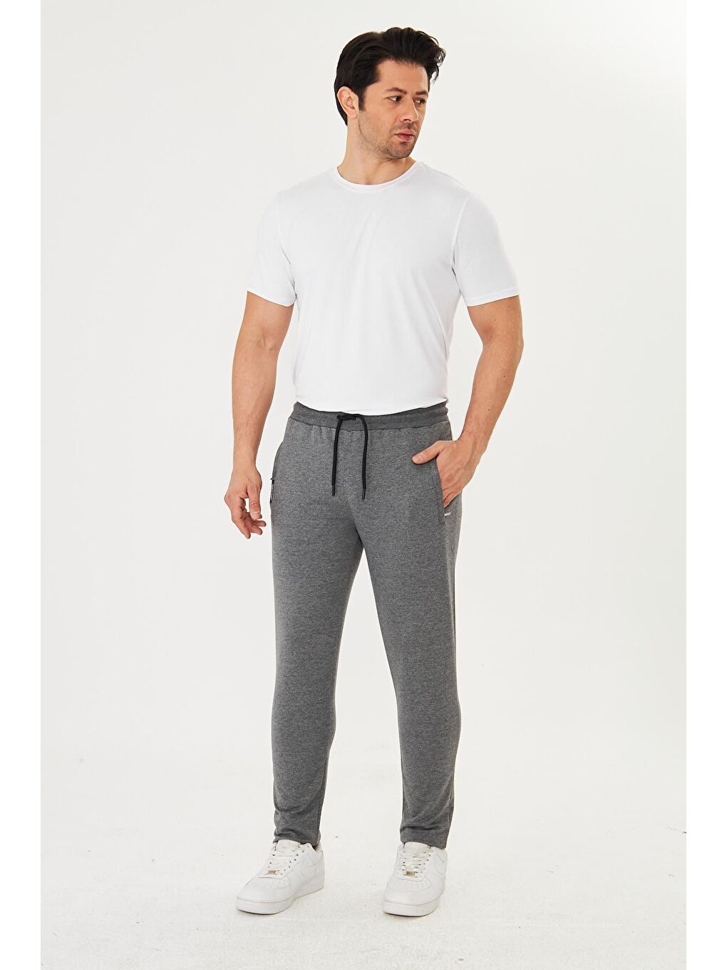 Erkek Pamuklu Fermuarlı Cepli Eşofman Altı Antrasit M. 5431-A-2