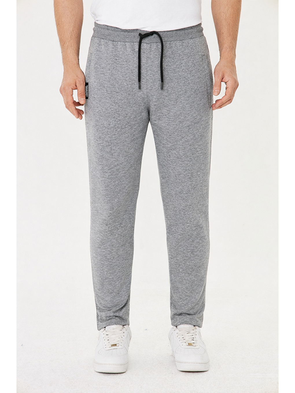 Erkek Pamuklu Fermuarlı Cepli Eşofman Altı Gri M. 5431-G