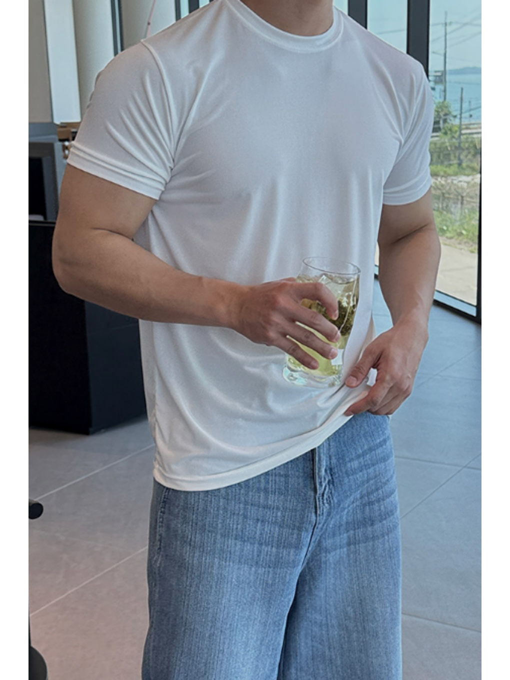 Erkek Slim Fit Dar Kesim %100 Pamuklu Basic Örme Beyaz T-shirt