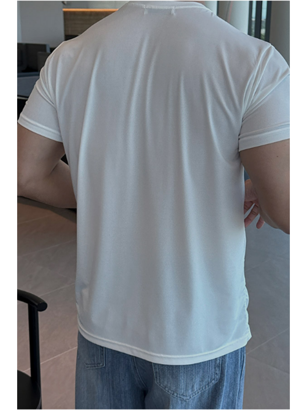 Erkek Slim Fit Dar Kesim %100 Pamuklu Basic Örme Beyaz T-shirt-2