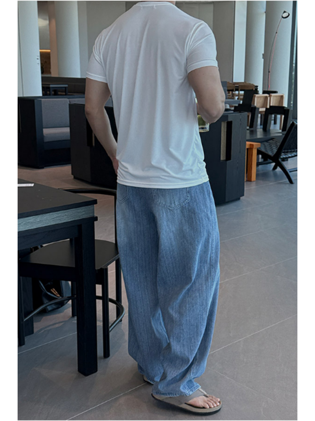 Erkek Slim Fit Dar Kesim %100 Pamuklu Basic Örme Beyaz T-shirt-3