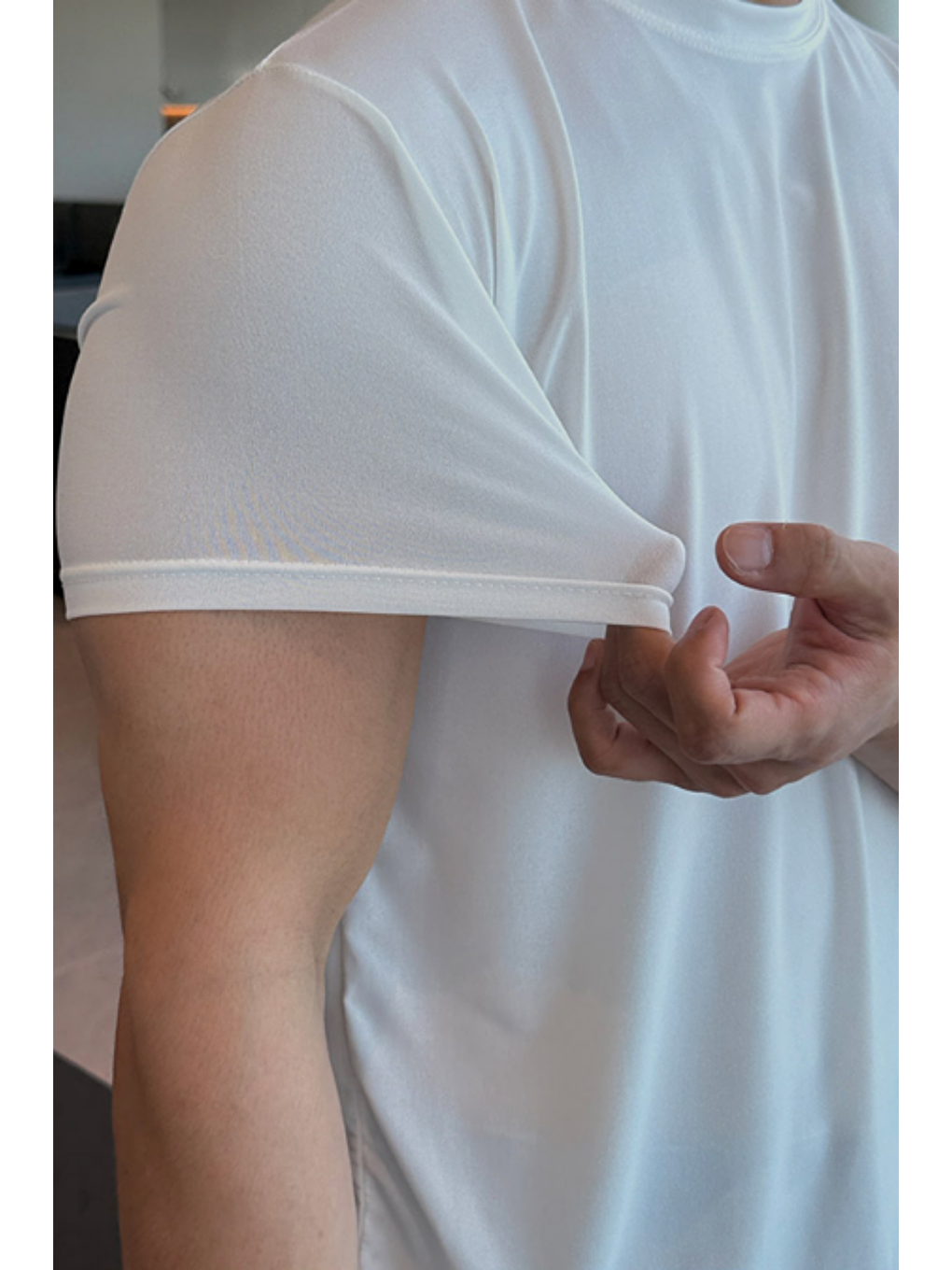 Erkek Slim Fit Dar Kesim %100 Pamuklu Basic Örme Beyaz T-shirt-4