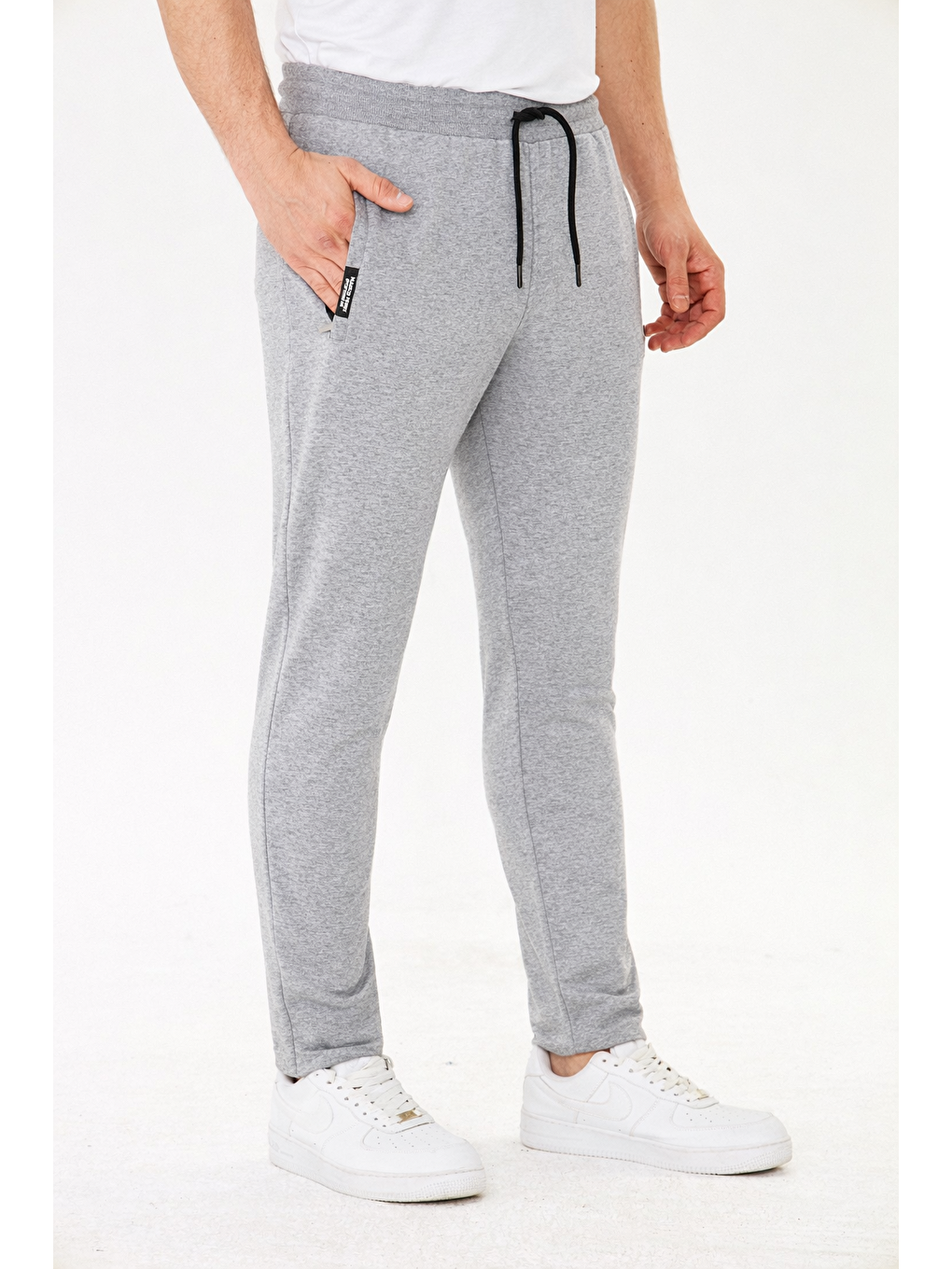 Erkek Pamuklu Fermuarlı Cepli Eşofman Altı Gri M. 5431-G-4