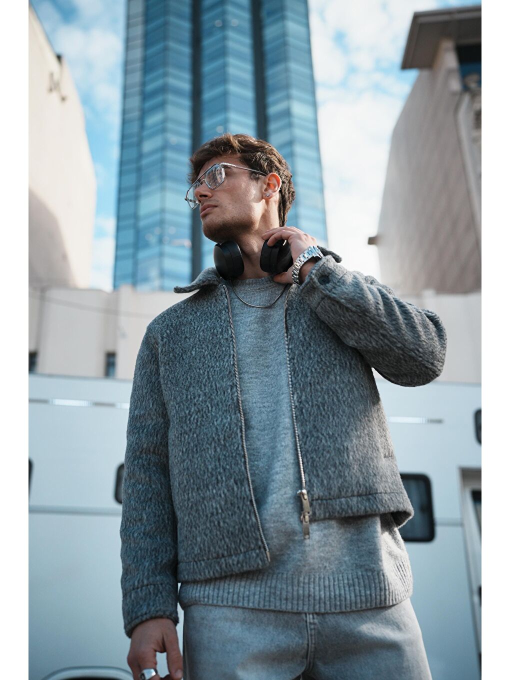 Erkek Alpaka Yün Şişme Mont Siyah-1