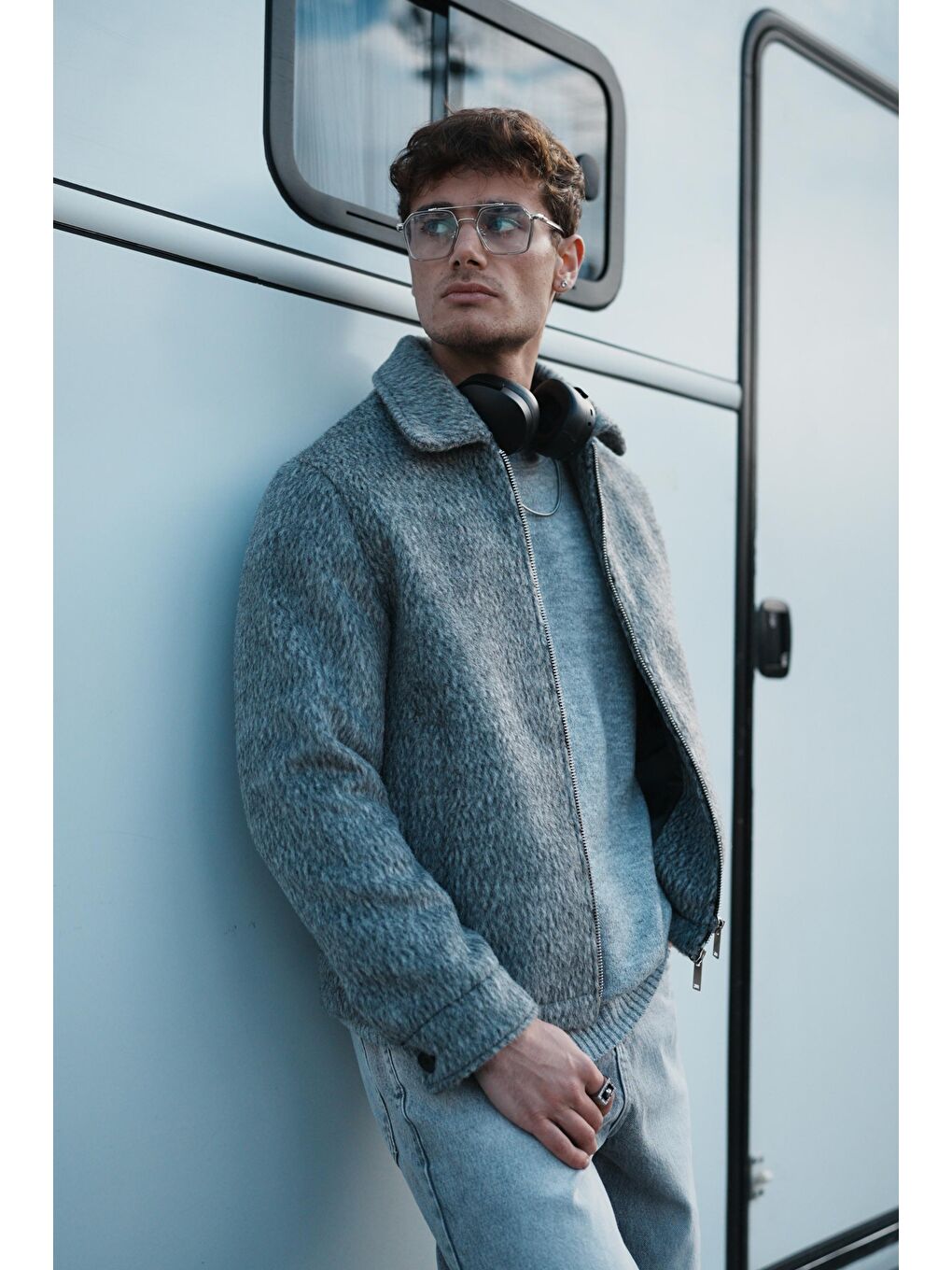 Erkek Alpaka Yün Şişme Mont Siyah-2