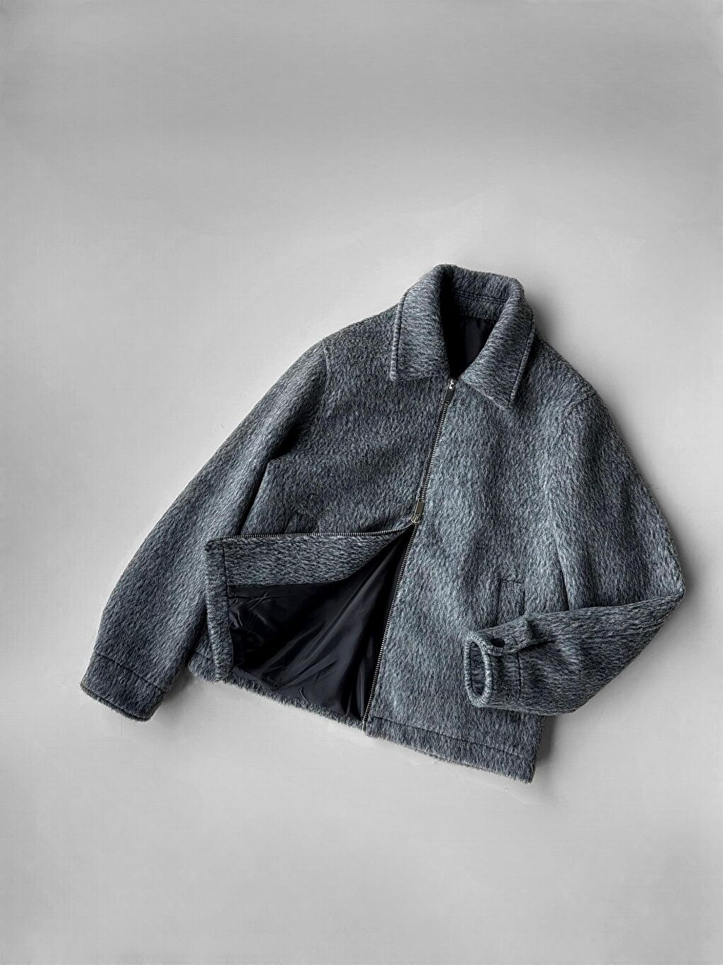 Erkek Alpaka Yün Şişme Mont Siyah-3