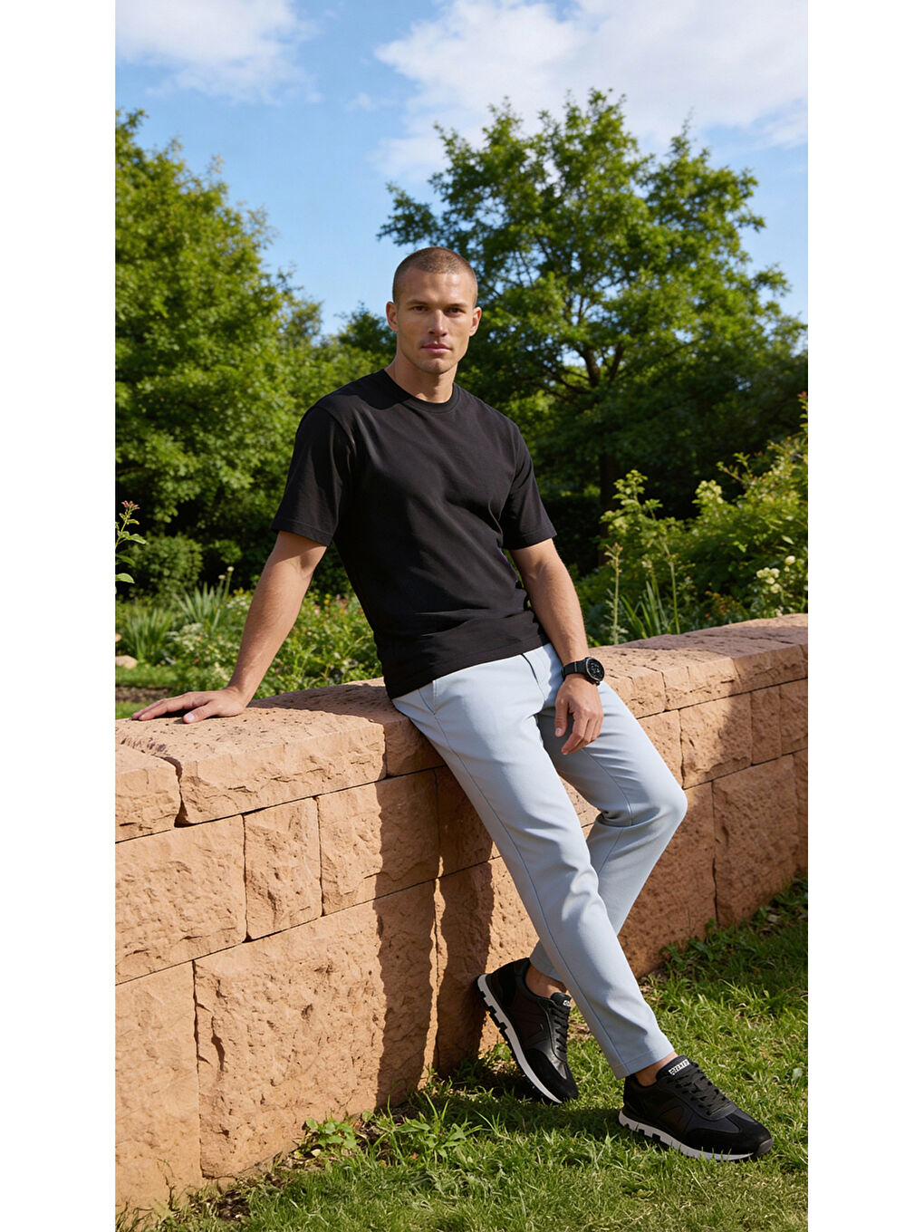 %100 Organik Pamuk Düz Oversize Siyah Erkek Tişört-1