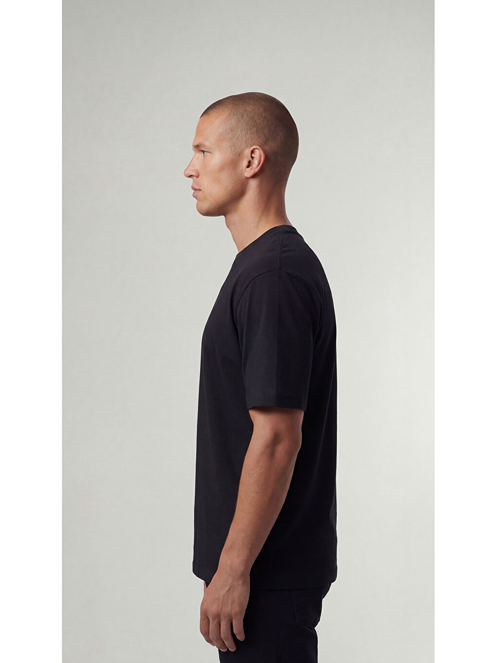 %100 Organik Pamuk Düz Oversize Siyah Erkek Tişört-4