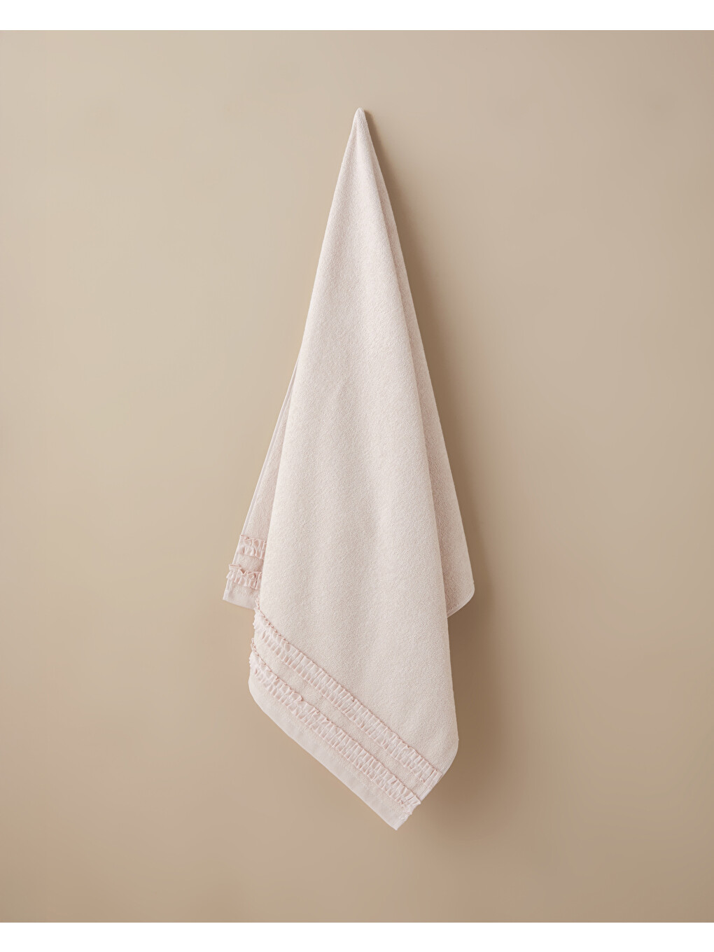 Pembe Soft Ruffle Pamuk Banyo Havlusu 70x140 Cm Pudra