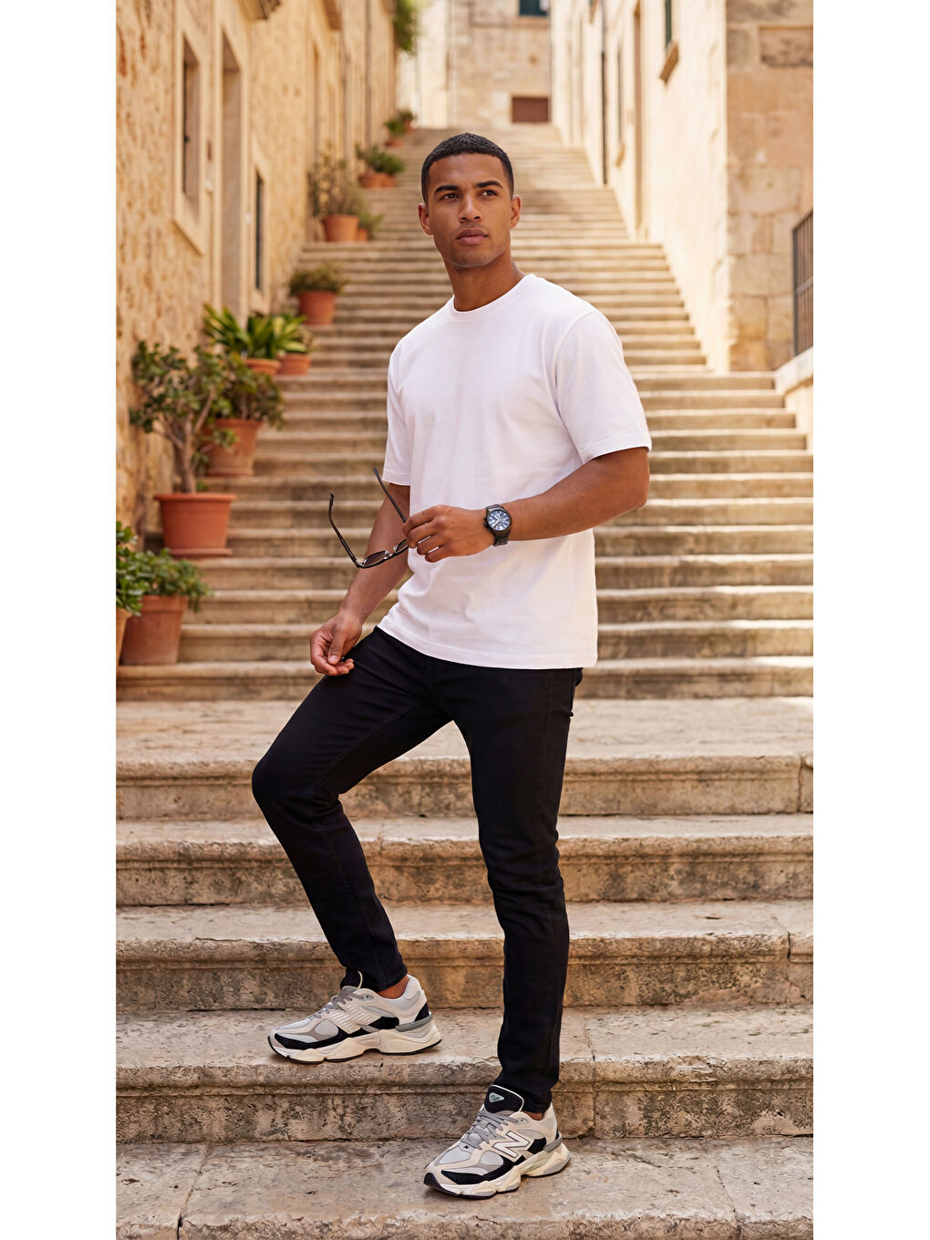 %100 Organik Pamuk Düz Oversize Beyaz Erkek Tişört