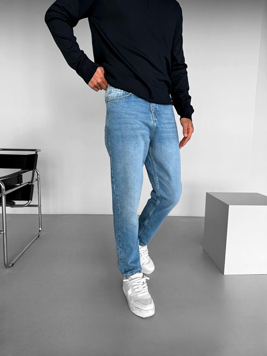 Abluka Online Erkek Boyfriend Fit Jean Pantolon Mavi