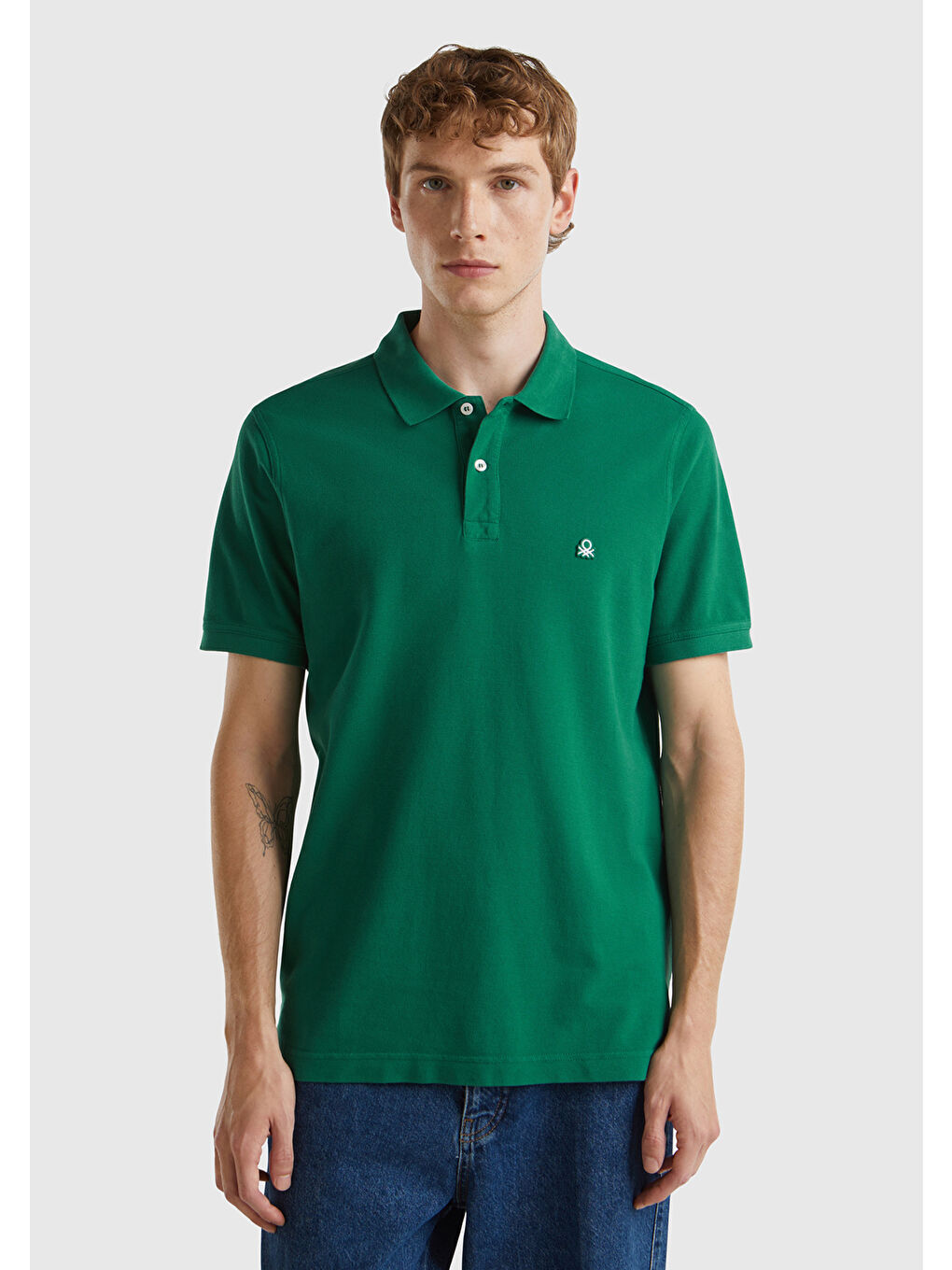 United Colors Of Benetton Erkek Yeşil Regular Fit Kısa Kollu Polo T-Shirt