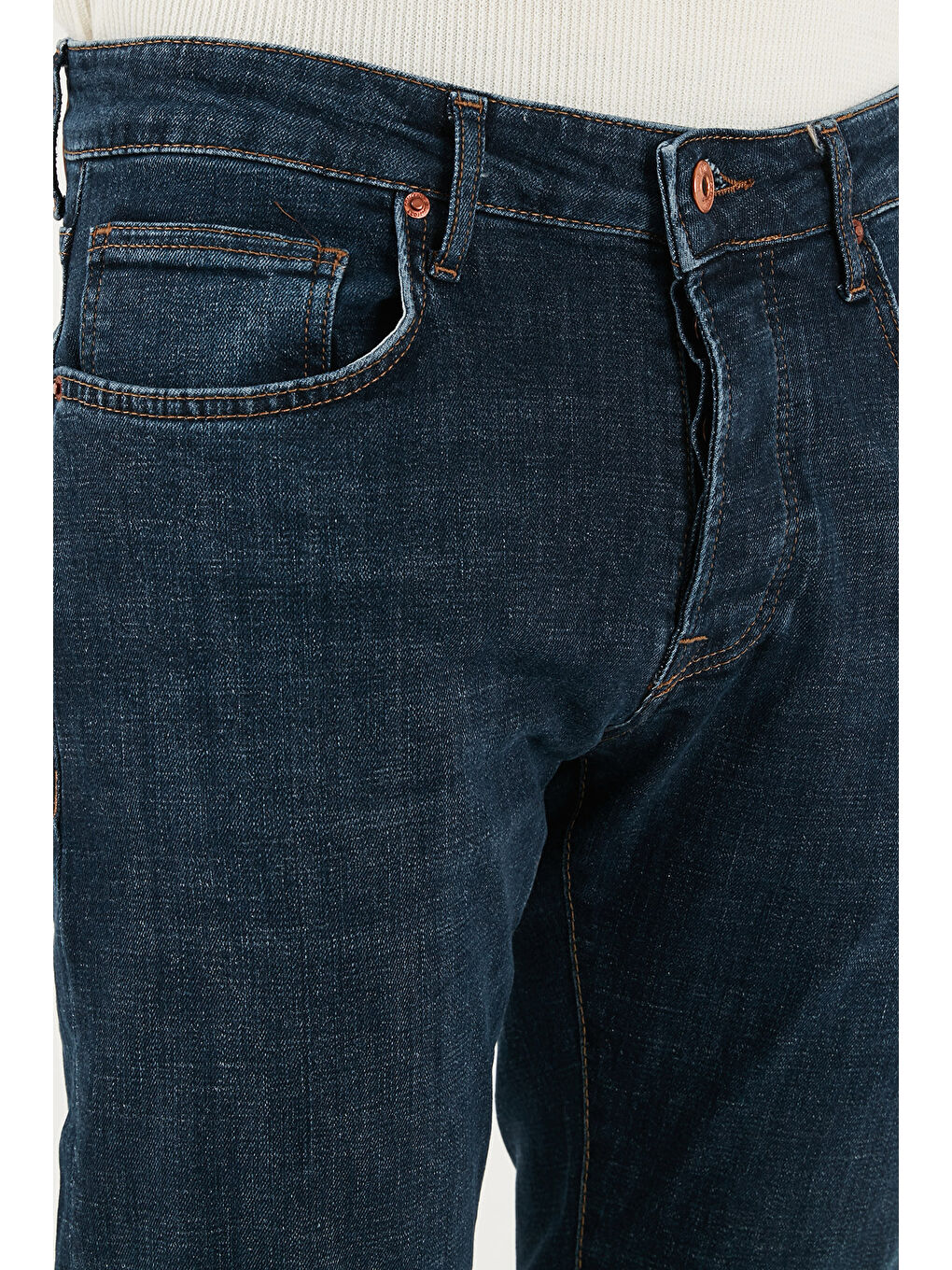 Lacivert Streç Pamuklu Slim Fit Normal Bel Dar Paça Jeans 1115C42NAPOLI-5