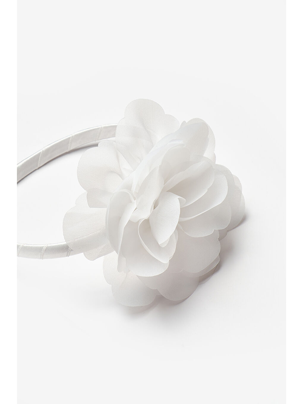 Beyaz  Gül Detaylı Kız Çocuk Taç-1