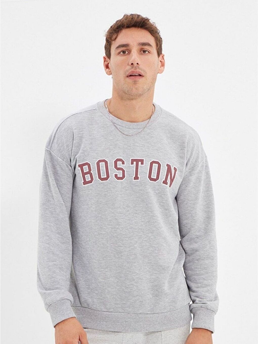2Li Set Siyah+Gri Boston Baskılı Bisiklet Yaka Oversize Sweatshirt-1
