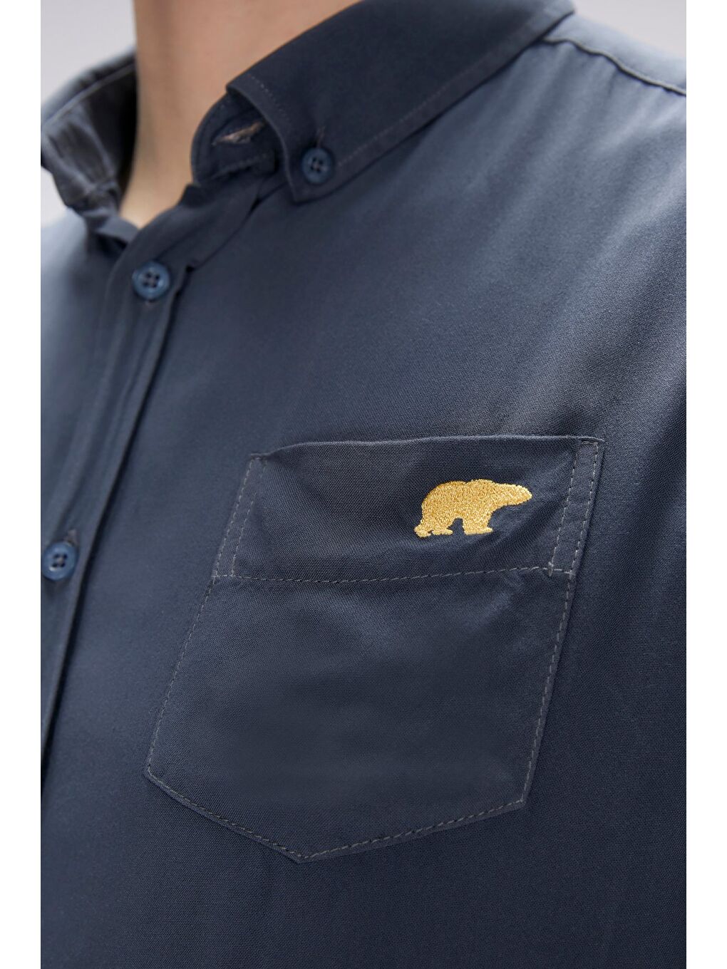 Antrasit Frank Asfalt Erkek Basic Kısa Kollu Gömlek-3