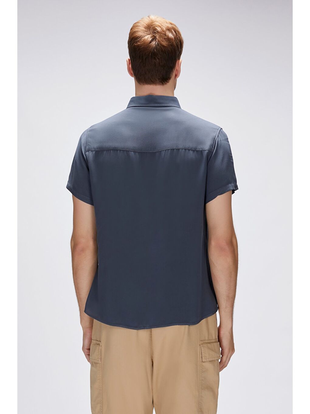 Antrasit Frank Asfalt Erkek Basic Kısa Kollu Gömlek-4